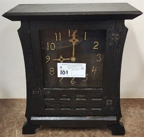 Vintage Mission Oak Mantle Clock 14" H X 12" W X 5 1/2" D