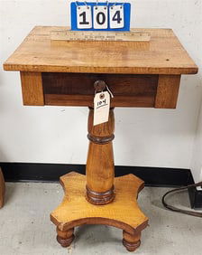 19th C Tiger Maple 1 Drawer Stand 29" H X 19" W X 17 1/2" D