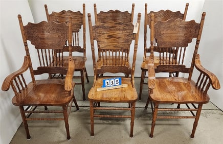 6 Oak Spindle Back Dining Chairs