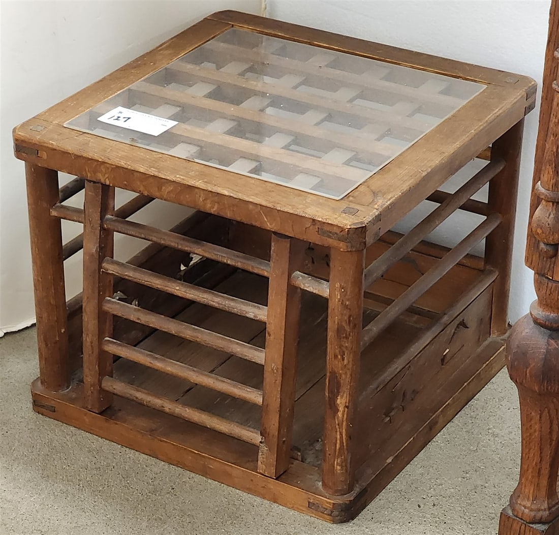 Vintage Japanese Kotatsu Wooden Slotted Box For Hibachi 13" H X 16" Sq.: Vintage Japanese Kotatsu Wooden Slotted Box For Hibachi 13" H X 16" Sq.