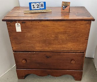 Primitve Pine 1 Drawer Blanket Chest 33 1/2" H X 35" W X 17" D