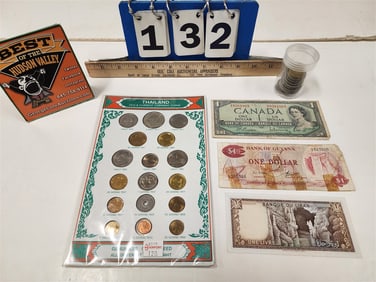 Lot Foreign Coins & Currency