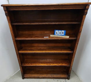 Victorian Eastlake Oak Bookcase 54 1/2" H X 43 1/2" W X 13" D