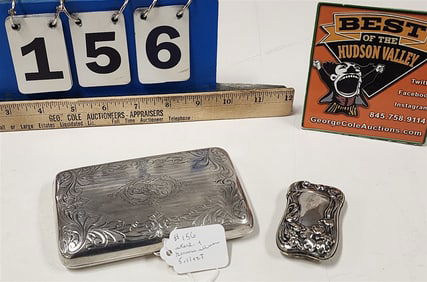 Sterling Cigarette Case + German Silver Match Case 5.11 OzT.