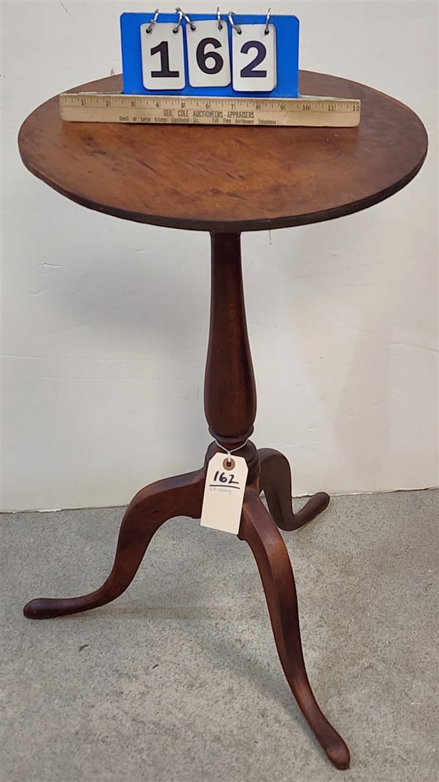 Early 19th C Queen Ann Cherry Candle Stand 27" H X 16 1/2" Diam. (1 of 3)