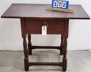 Early 19th C 1 Drawer Stand w/Original Red Stain 26" H X 32 1/2" W X 20" D