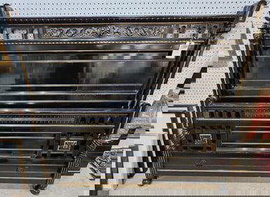 Victorian Eastlake Ebonized & Partial Gilt Bed From the Cordts Mansion, Kingston NY 54" H x 60" W