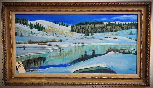 O/C Winter Landscape Sgnd A. Zanshnick 18" X 36" w/Frame 24 1/2" X 42 1/2"