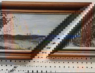 O/B Landscape Sgnd On Back 7 3/4" X 14" w/Frame 12" X 18"