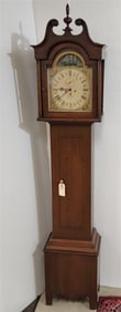 19th C Cherry Tall Case Clock H. Nostrand Hempstead 7'4" H X 17" W X 10 1/2" D