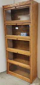 Oak 5 Door Bookcase 6'1" X 32 1/2" W X 12 1/2" D