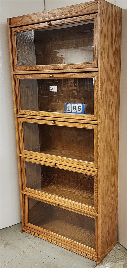Oak 5 Door Bookcase 6'1" X 32 1/2" W X 12 1/2" D: Oak 5 Door Bookcase 6'1" X 32 1/2" W X 12 1/2" D