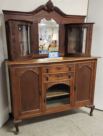 Oak Sideboard 75" H X 55 1/2" W X 18 1/2" D