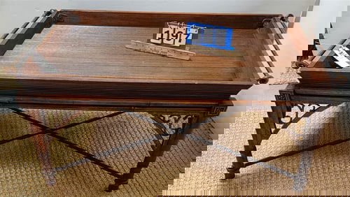 Mahog Tray Top Coffee Table w/Wrought Fittings