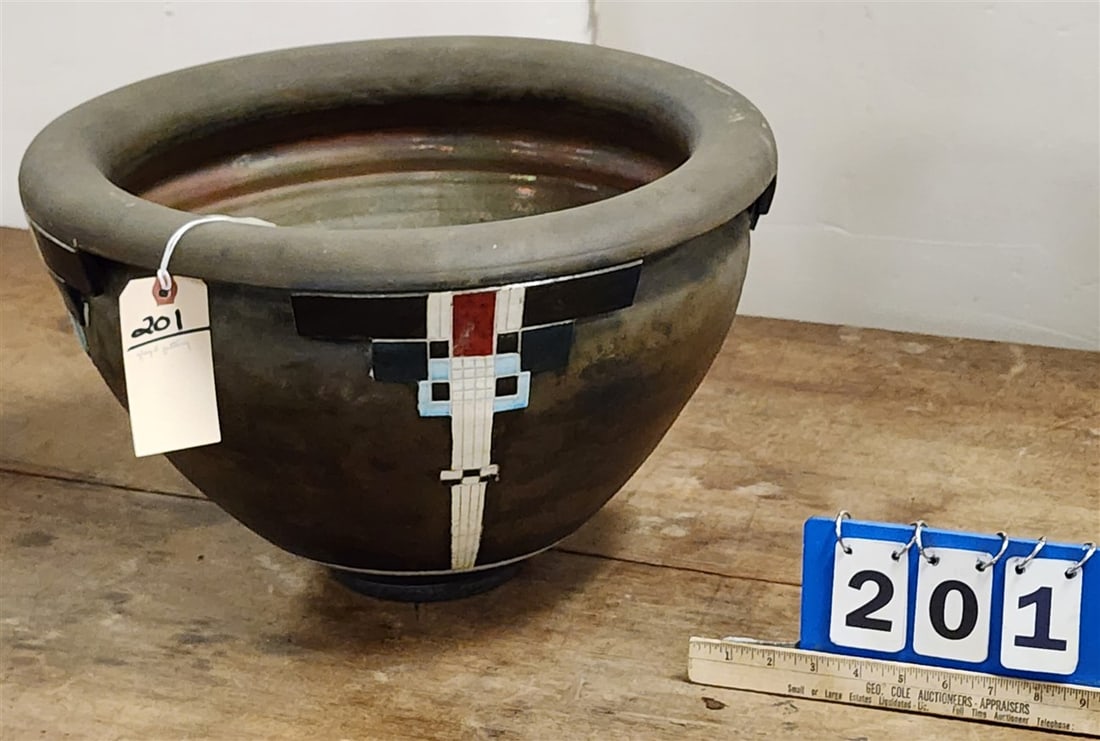 Glazed Pottery Jardenier 11 1/2" X 17 1/2" Diam.: Glazed Pottery Jardenier 11 1/2" X 17 1/2" Diam.