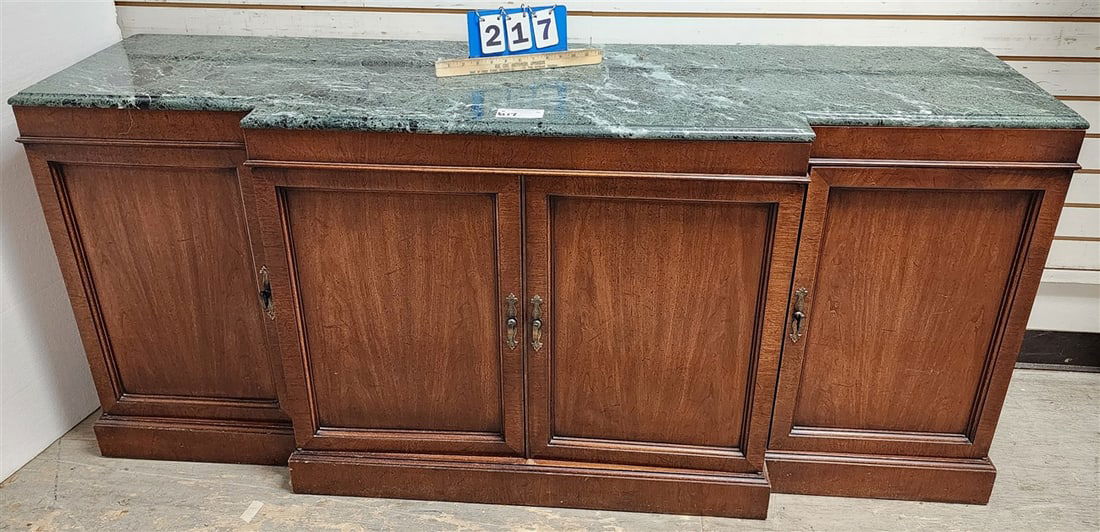 Cherry 4 Door Cabinet w/Marble Top 30" H X 66 1/2" W X 18" D (1 of 4)