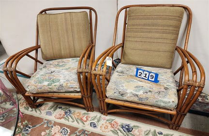 Pr. Bamboo Patio Arm Chairs