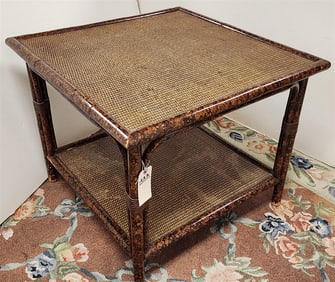 Bamboo & Rattan 2 Tier Stand 22 1/2" H X 37" Sq.