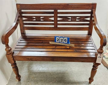 Mahog Slatted Bench 33 1/2" H X 39" W X 21" D