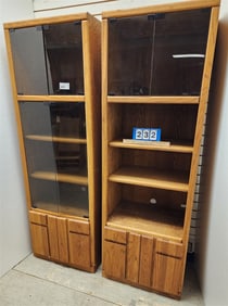 2 Oak Wall Cabinets 6' H X 24" W X 17" D