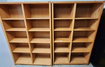Pr. Oak Bookcases 6' H X 44" W X 13" D
