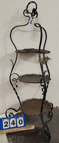 Wrought 3 Tier Stand w/Copper Trays 35" H X 6" Diam.