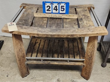 Teak & Chrome Bench 19" H X 24" W X 17" D