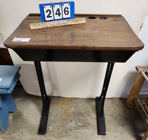 Metal Base Wooden Lift Top School Desk 33" H X 24" W X 16" D