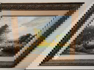 O/C Landscape Sgnd C.S. 20 1/2" X 25" w/Frame 30" X 35"