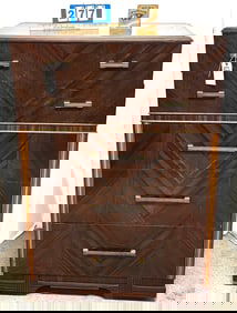 Deco Walnut 5 Drawer Chest 51" H X 34" W x 19" D