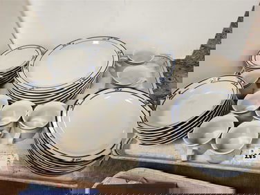 40 Pc. Brick Oven Stoneware "Scandia Blue"