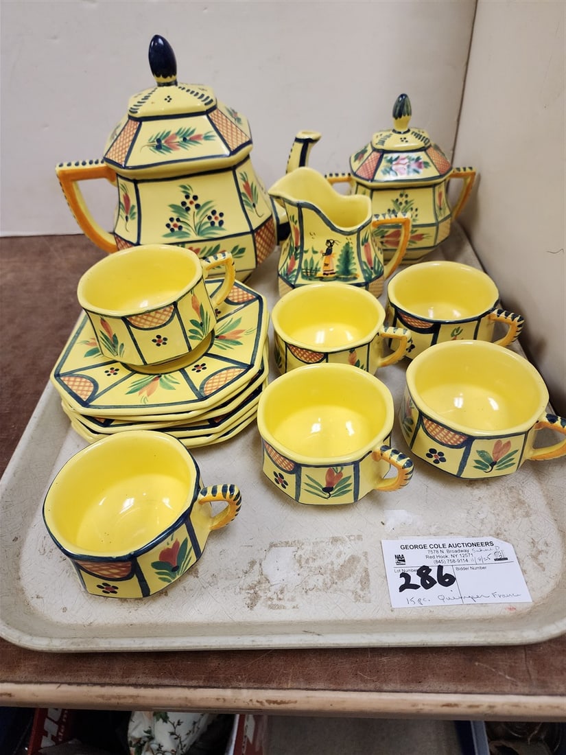 15 Pc. Quimper France Tea Set (1 of 9)