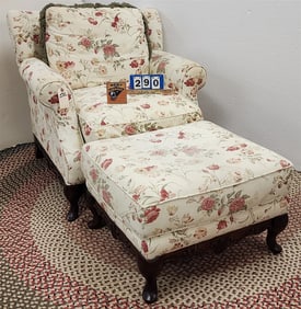 Kincaid Custom Uphols. Club Chair 36" H X 3' W X 22" D  & Ottoman 18 1/2" X 27 1/2" W X 24" D