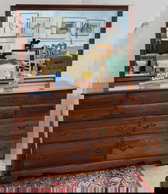 Cherry 10 Drawer Dresser 65 1/2" H X 59" W X18 1/2" D