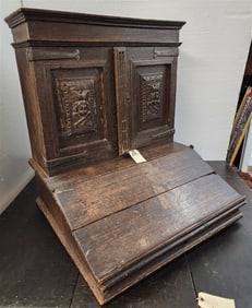 18th C Oak Secretary Desk Top 31" H X 27" W X 25 1/2" D