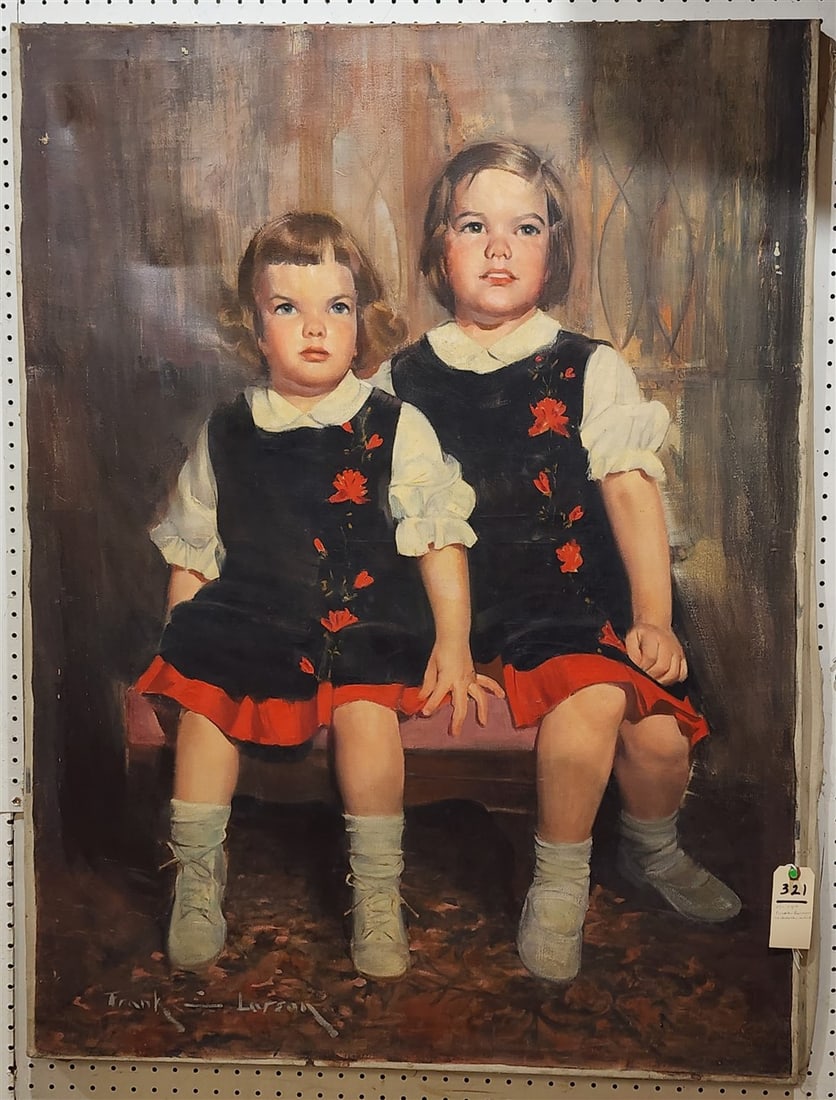 Unframed Double Portrait Sgnd Frank Larson Woodstock Arist 4' X 3': Unframed Double Portrait Sgnd Frank Larson Woodstock Arist 4' X 3'