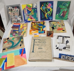 Book - Flowers Of Western PA & Upper Ohio Bason 1953 + 8 Abstract Collages Sgnd Fodor