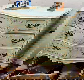 Ptd. 3 Drawer Bow Front Chest 33 1/2" H X 38 1/2" W X 17" D