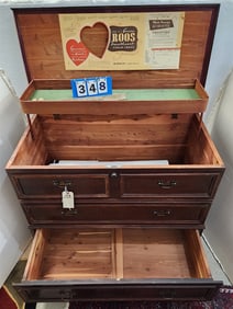 Mahog 1 Drawer Cedar Chest w/Posters 30" H X 35" W X 18 1/2" D