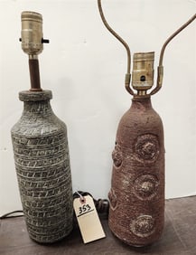 2 Pottery Lamps 22" H