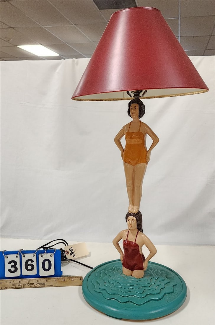 Huneck Figural Lamp 28" H: Huneck Figural Lamp 28" H