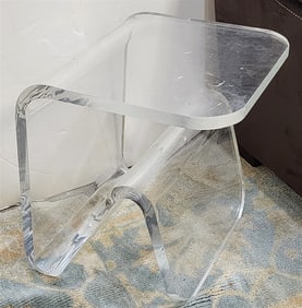 Lucite Stool Or Side Table 18" H X 16" Sq.