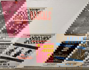 Lot 5 Vintage Concert Posters - Carolina Weekend 28" X 20 1/2", Janis Joplin 22" X 14", The Young