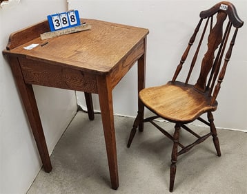 Oak Lift Top School Desk 34" H