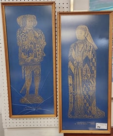 Pr. Framed Grave Rubbings 30" X 12" w/Frame 31 1/2" X 13 1/2"