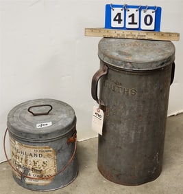 Schrautth's Poughkeepsie 1919 Galvanized Ice Cream Can 18 1/2" H X 9 1/2" Diam. + Black Pepper