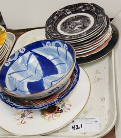 Tray Dishes - Royal Worcester Butterflies Cake Plate 11" Diam., Conway Bowl 2 3/4" H X 8" Diam., 5-