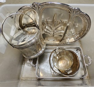 Tub Silverplate Ice Buckets, Trays, Etc.