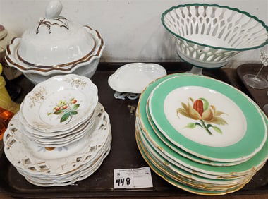 Tray 19th C Porcelian - Compote, Cobered Veg Plates