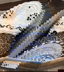 Bx Glazed Terracotta Wall Planter 17 1/2" H X 12" W, 2 Glazed Pottery Chargers, Set 6 Williams